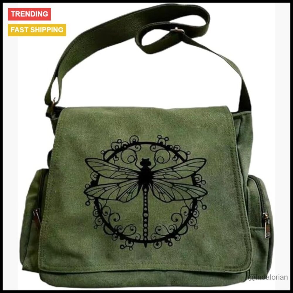 Canvas Messenger Bag Crossbody Shoulder Hobo with Multiple Pockets Personalized